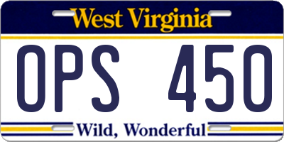 WV license plate OPS450
