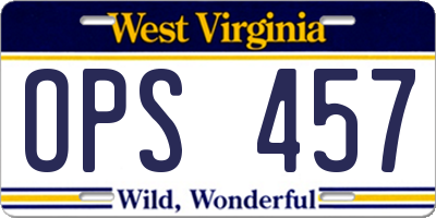 WV license plate OPS457