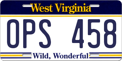 WV license plate OPS458