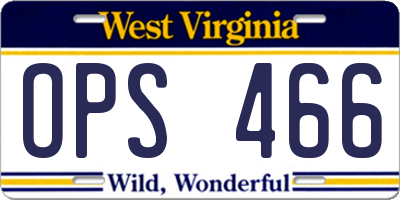 WV license plate OPS466