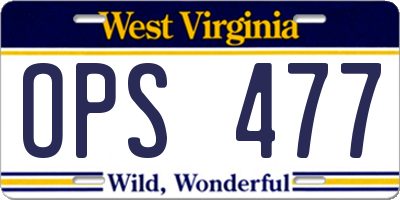 WV license plate OPS477