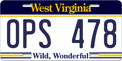 WV license plate OPS478