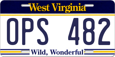 WV license plate OPS482