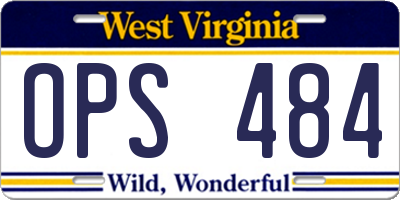 WV license plate OPS484