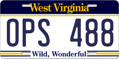 WV license plate OPS488