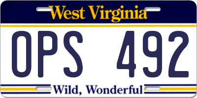 WV license plate OPS492