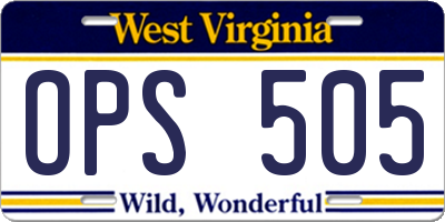 WV license plate OPS505