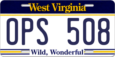 WV license plate OPS508