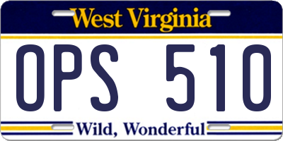 WV license plate OPS510