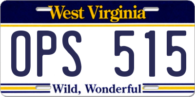WV license plate OPS515