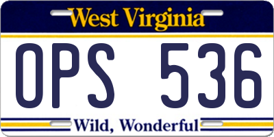 WV license plate OPS536
