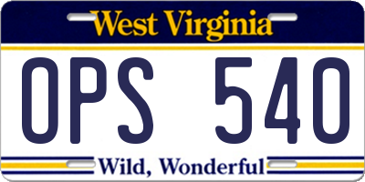 WV license plate OPS540