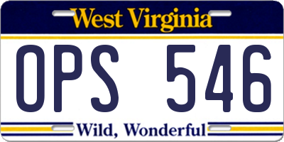 WV license plate OPS546