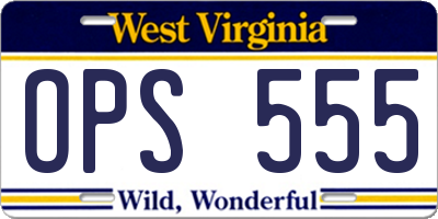 WV license plate OPS555