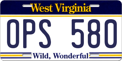 WV license plate OPS580