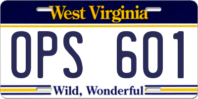 WV license plate OPS601