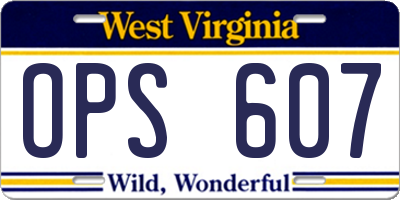WV license plate OPS607