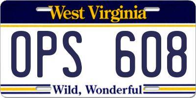 WV license plate OPS608