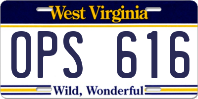 WV license plate OPS616