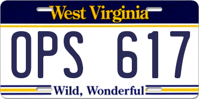 WV license plate OPS617