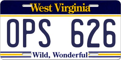 WV license plate OPS626