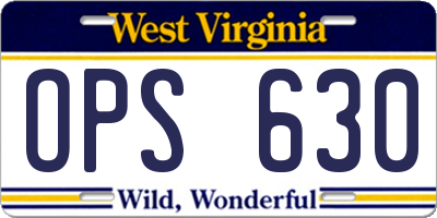 WV license plate OPS630