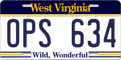 WV license plate OPS634