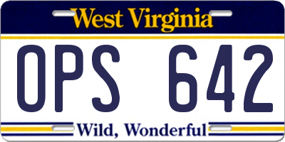 WV license plate OPS642