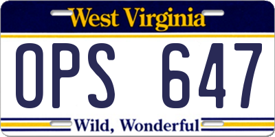 WV license plate OPS647