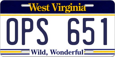 WV license plate OPS651