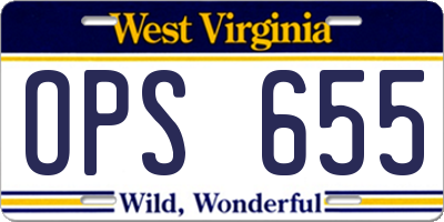 WV license plate OPS655