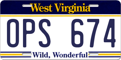 WV license plate OPS674
