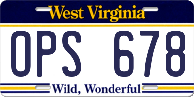 WV license plate OPS678