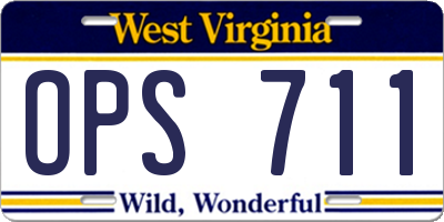 WV license plate OPS711