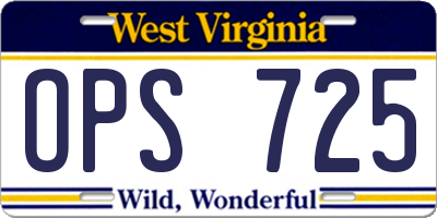 WV license plate OPS725
