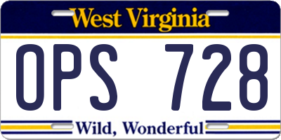 WV license plate OPS728