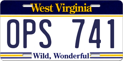 WV license plate OPS741