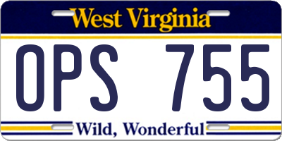 WV license plate OPS755
