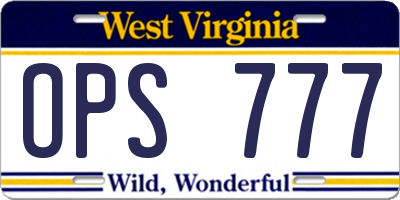 WV license plate OPS777