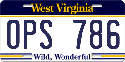 WV license plate OPS786