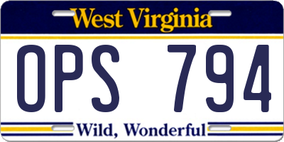 WV license plate OPS794
