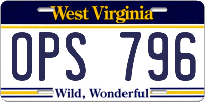 WV license plate OPS796