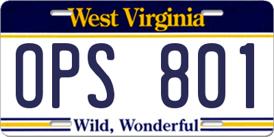 WV license plate OPS801