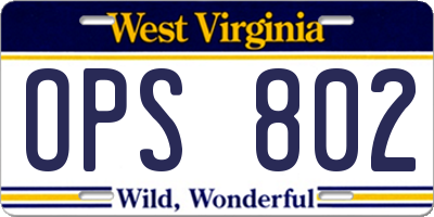 WV license plate OPS802
