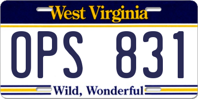 WV license plate OPS831