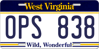 WV license plate OPS838
