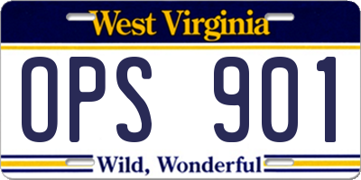 WV license plate OPS901