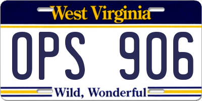 WV license plate OPS906