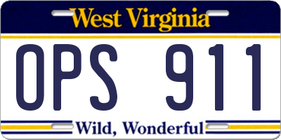 WV license plate OPS911