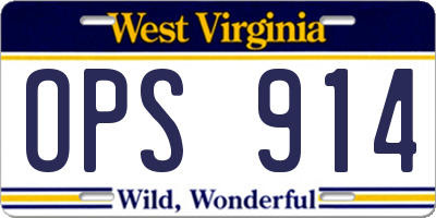WV license plate OPS914